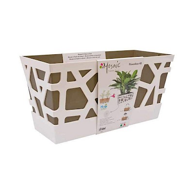 Mosaic FlowerBox 40 White/Taupe