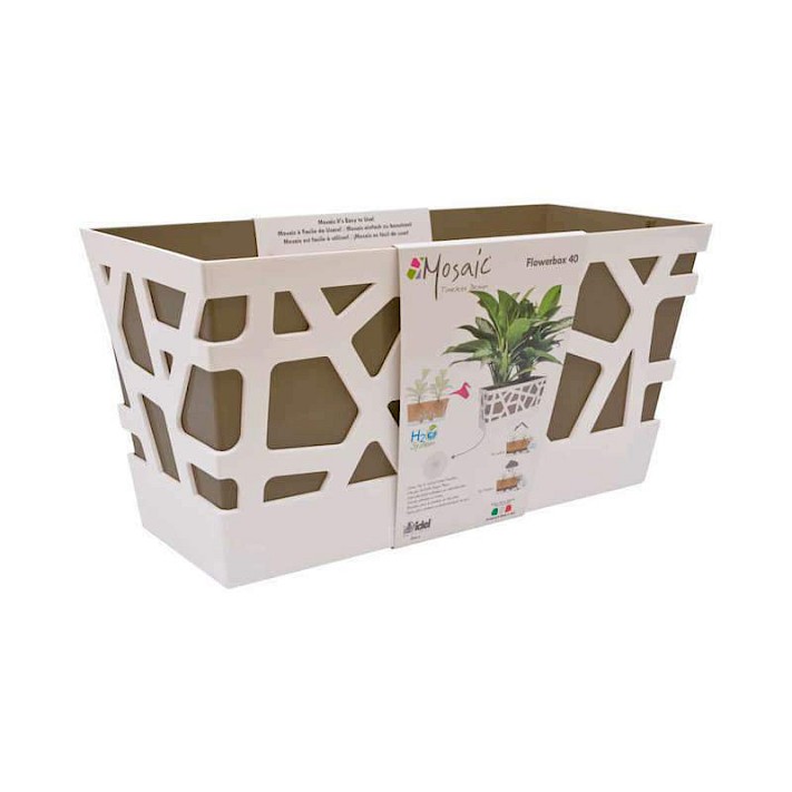 Mosaic FlowerBox 40 White/Taupe