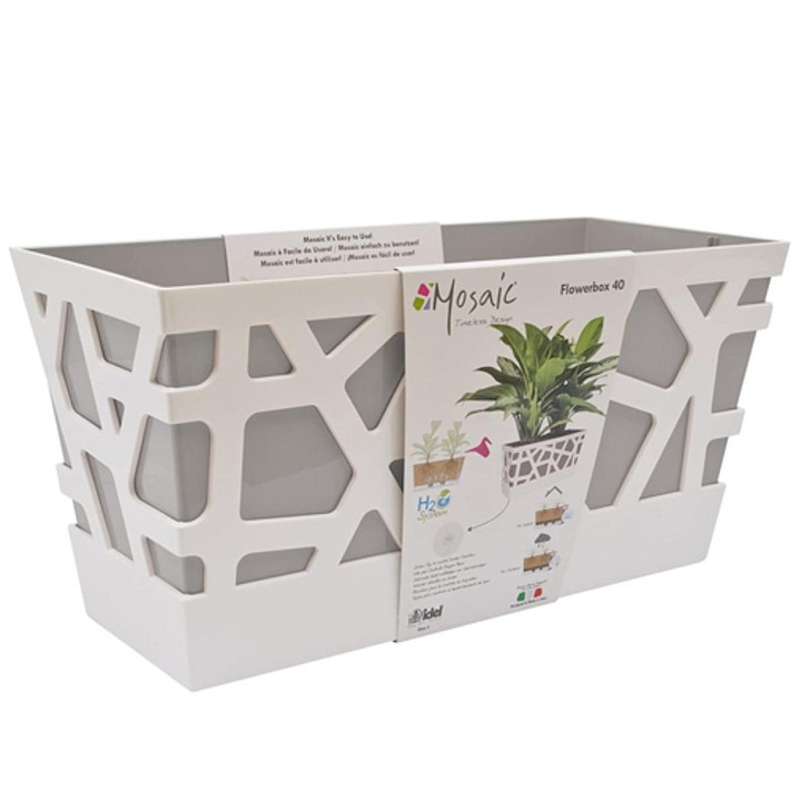 Mosaic FlowerBox 40 White/Ash Sky Blue