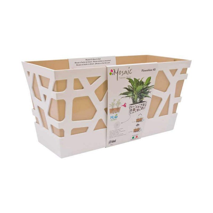 Mosaic FlowerBox 40 White/Sand